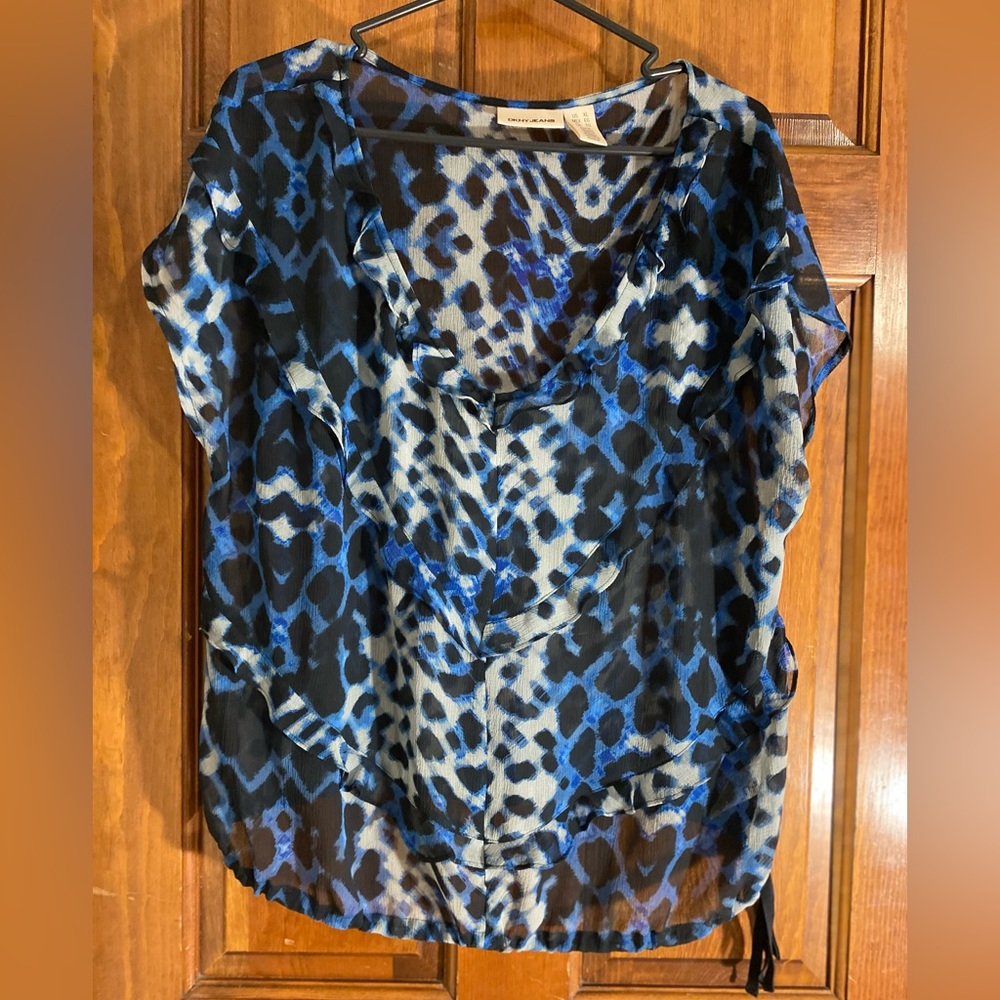 DKNY Jeans blouse blue and black animal print